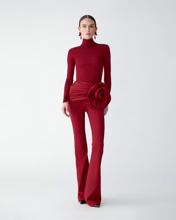 Rosette-Sash Bootcut Pant